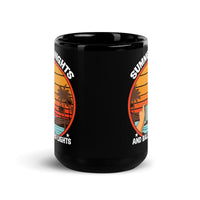 Summer Nights and Ballpark Lights Black Glossy Mug