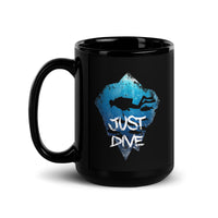 Just Dive Black Glossy Mug