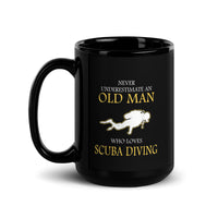 Old Man Who Loved Scuba Diving Black Glossy Mug