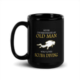 Old Man Who Loved Scuba Diving Black Glossy Mug