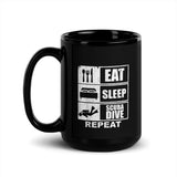 Eat Sleep Scuba Dive Repeat Black Glossy Mug