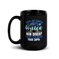 70% of Earth is Covered by Water Black Glossy Mug