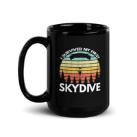 I Survived My First Skydive Black Glossy Mug