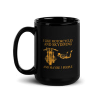 Motorcycles and Skydiving Black Glossy Mug