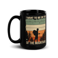 On Top of the Mountains Black Glossy Mug