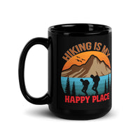 Hiking is My Happy Place Black Glossy Mug