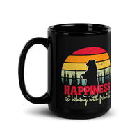 Happiness is Hiking With Friends Black Glossy Mug