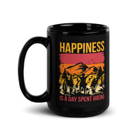 Happiness is a Day Spent Hiking Black Glossy Mug