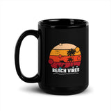 Beach Vibes Black Glossy Mug