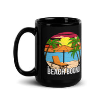 Beach Bound Black Glossy Mug