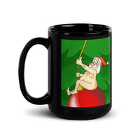 Santa Wrecking Ball Black Glossy Mug