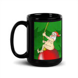 Santa Wrecking Ball Black Glossy Mug