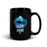 Just Dive Black Glossy Mug