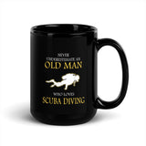 Old Man Who Loved Scuba Diving Black Glossy Mug