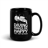 Diving Makes Me Happy Black Glossy Mug