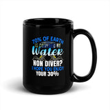 70% of Earth is Covered by Water Black Glossy Mug