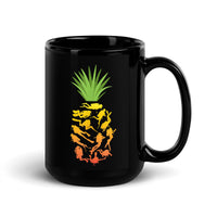 Pineapple Scuba Diving Black Glossy Mug