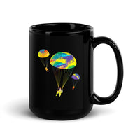 Colorful Parachutes Black Glossy Mug