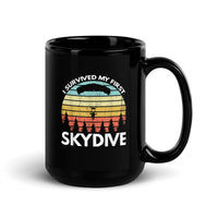 I Survived My First Skydive Black Glossy Mug