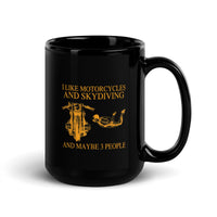 Motorcycles and Skydiving Black Glossy Mug