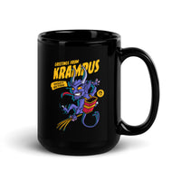 Greetings From Krampus Black Glossy Mug