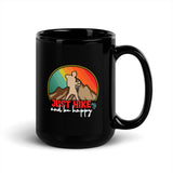 Just Hike and Be Happy Black Glossy Mug