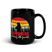 Happiness is Hiking With Friends Black Glossy Mug