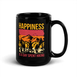 Happiness is a Day Spent Hiking Black Glossy Mug