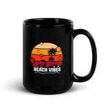 Beach Vibes Black Glossy Mug