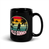 Hello Summer Black Glossy Mug