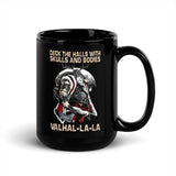 Deck the Halls With Skulls and Bodies Valhalla Black Glossy Mug