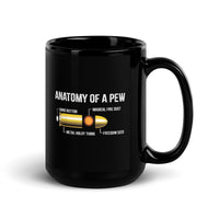 Anatomy of a Pew Black Glossy Mug