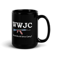 What Would Jesus Carry? Black Glossy Mug