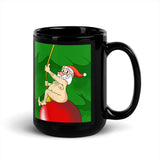 Santa Wrecking Ball Black Glossy Mug