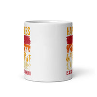 Happiness is a Day Spent Hiking White glossy mug