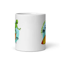 Good Vibes Surfing Alien White glossy mug