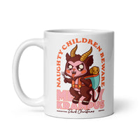 Naughty Children Beware (Krampus) White glossy mug