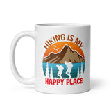 Hiking is My Happy Place White glossy mug