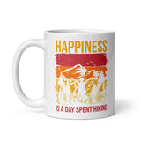 Happiness is a Day Spent Hiking White glossy mug