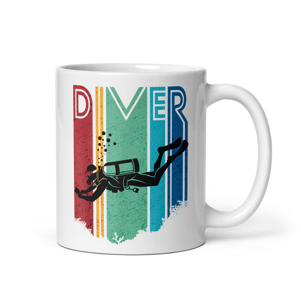 Diver White glossy mug