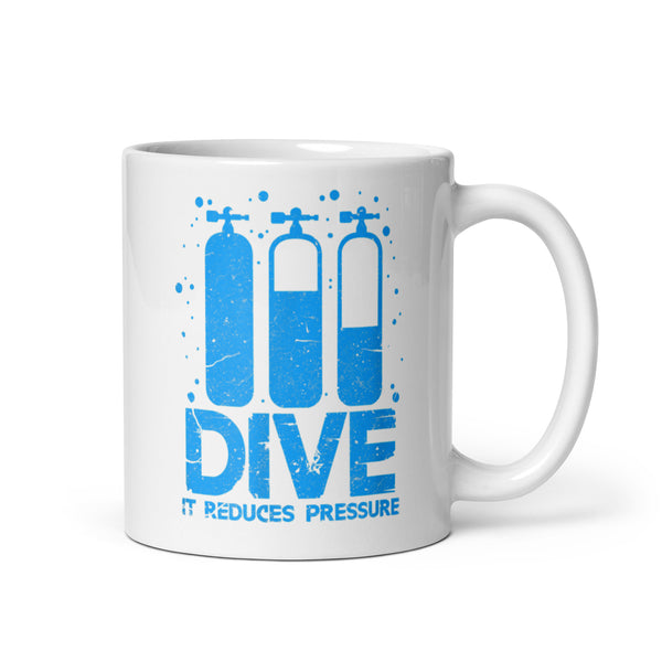 Dive (It Reduces Pressure) White glossy mug