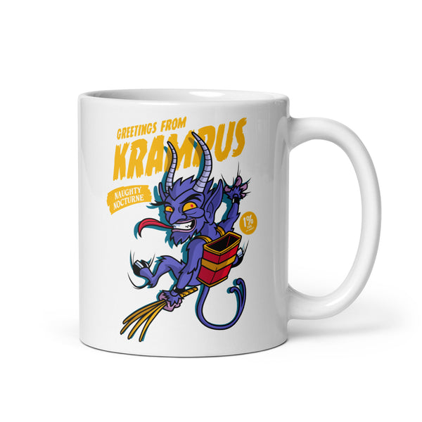 Greetings From Krampus White glossy mug