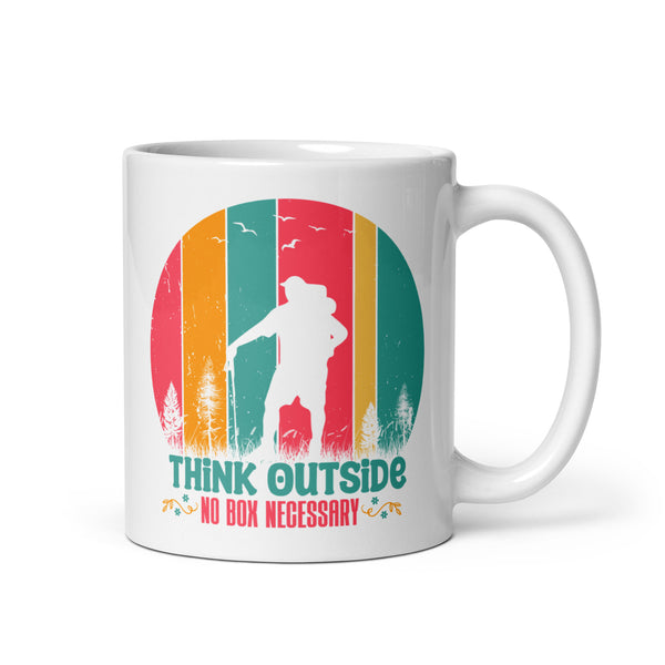 Think Outside (No Box Necessary) White glossy mug