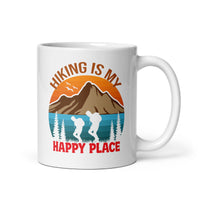 Hiking is My Happy Place White glossy mug