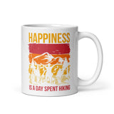 Happiness is a Day Spent Hiking White glossy mug