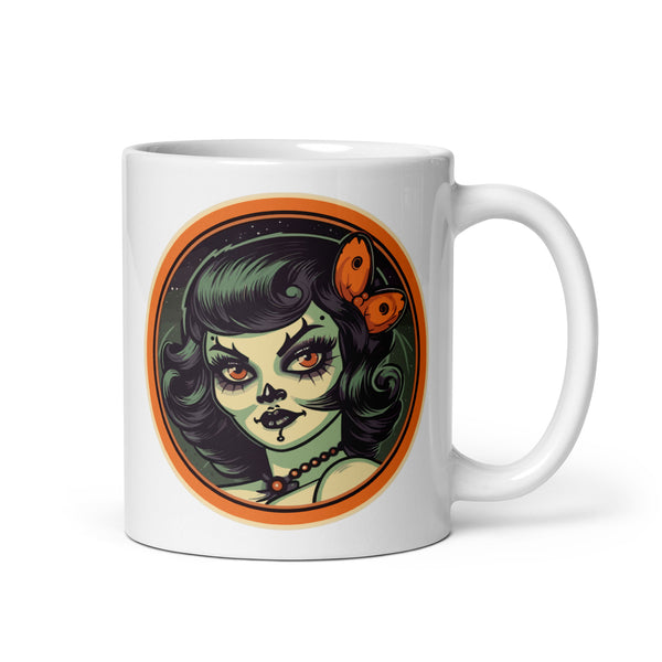 Retro Ghoul 16 White glossy mug