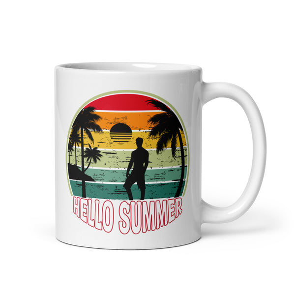 Hello Summer White glossy mug