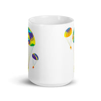 Colorful Parachutes White glossy mug