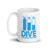 Dive (It Reduces Pressure) White glossy mug