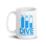 Dive (It Reduces Pressure) White glossy mug